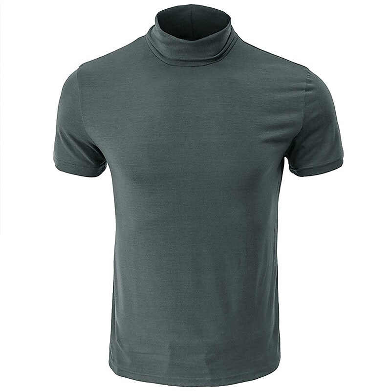 Men's Turtleneck shirt Plain / Solid Turtleneck Sports Short Sleeves C