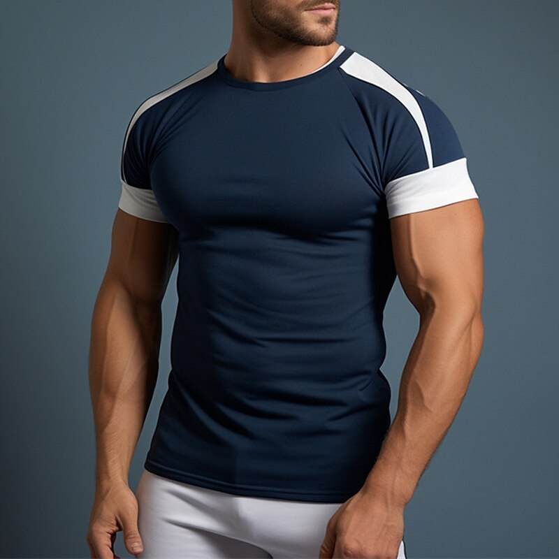 Men's T shirt Tee Tee Top Color Block Crew Neck Street Vacation Short Sleeves Clothing Apparel Fashion Designer Basic Top