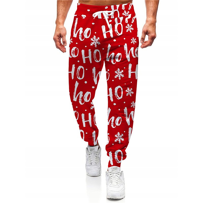Men's Outdoor Christmas Elastic Waist Full Length Sweatpants
