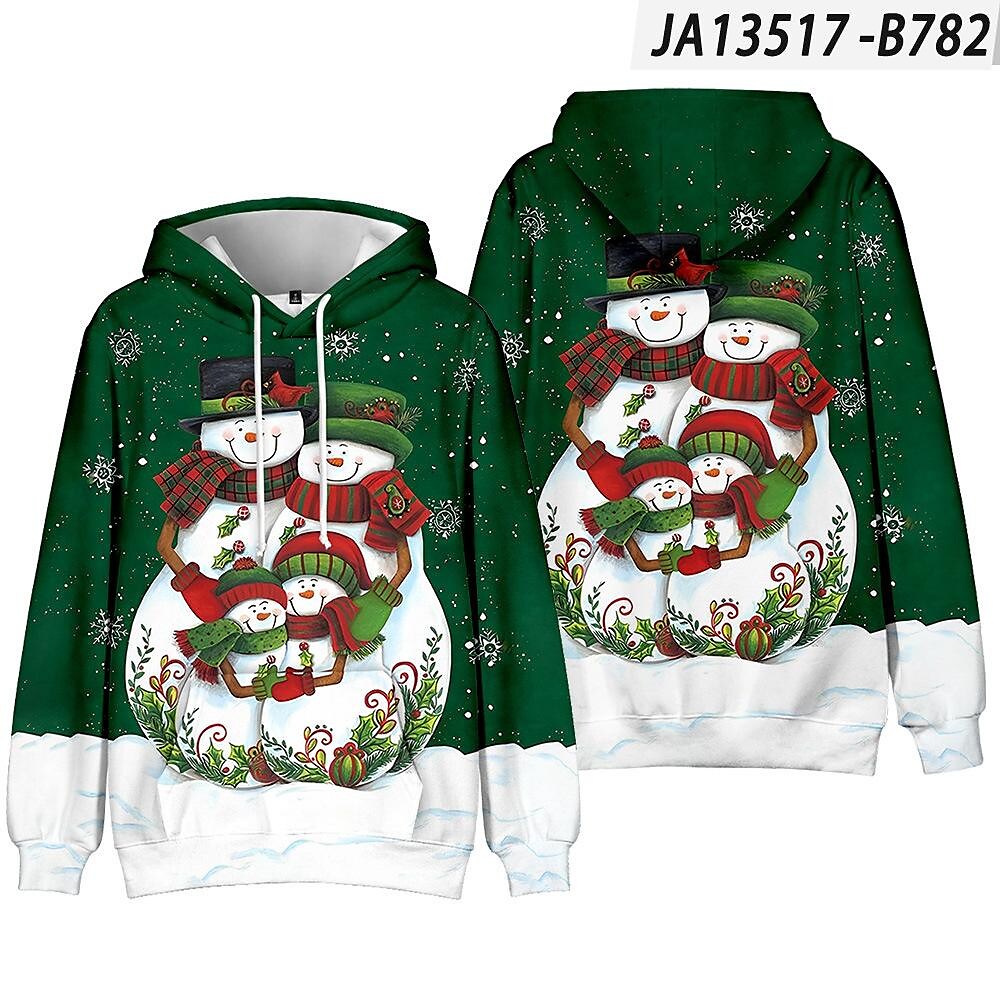Men and Women's Christmas Print Long Sleeve Hooded Sweatshirt