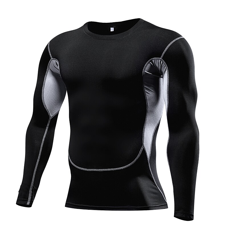 Men's Jersey Long Sleeve Compression Athletic Breathable Compression Sweat wicking Fitness Gym Running Sportswear