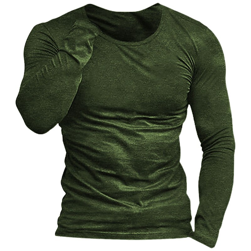 Men's T shirt Tee Plain / Solid Crew Neck Long Sleeve Basic