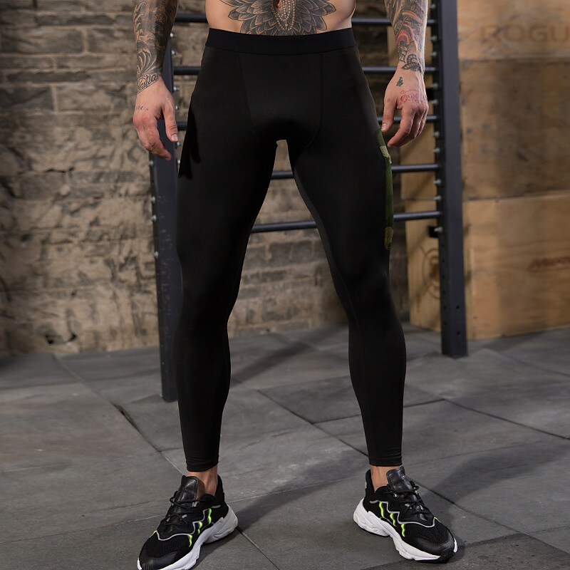 Men's Running Tights Leggings Compression Pants Patchwork Pocket Base