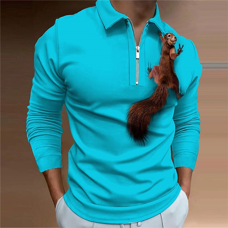 Men's Polo Golf Shirt Graphic Prints Squirrel Turndown 3D Print Long S