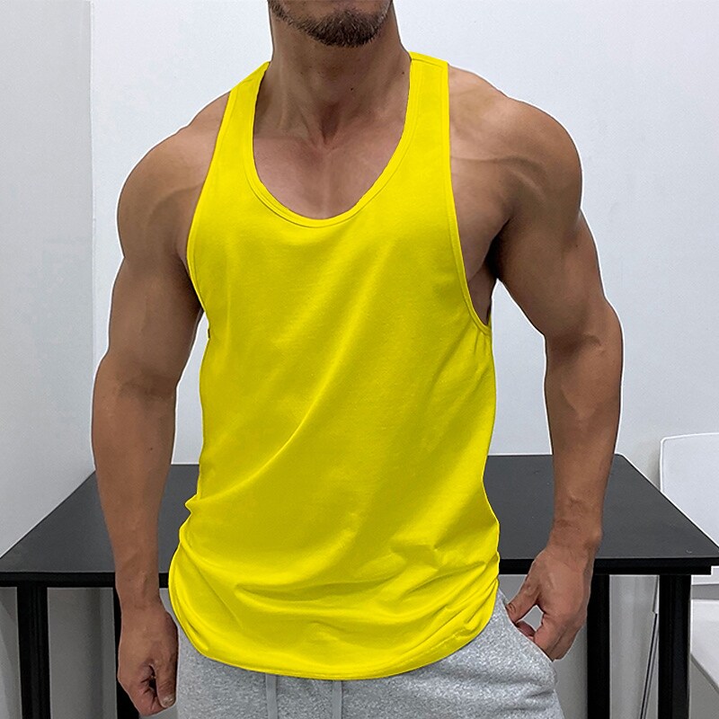 Men's Running Gym Tank Top Sleeveless Athletic Breathable Moisture Wicking Soft Fitness Workout Running Sportswear 