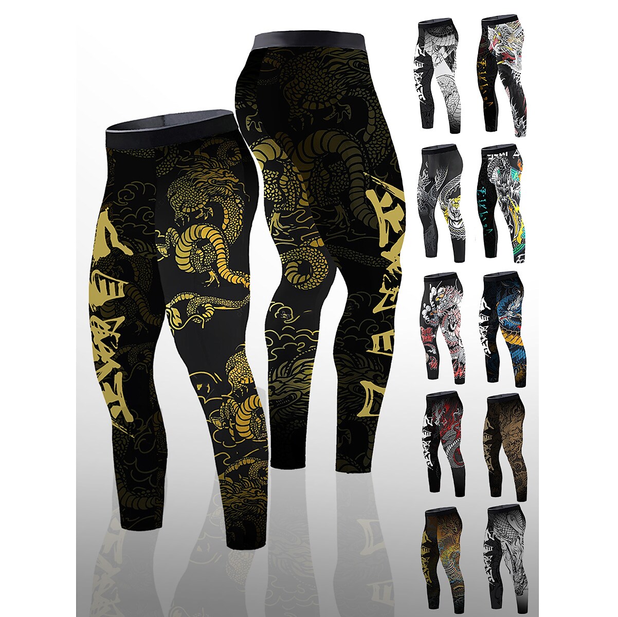 Men's Running Tights Leggings Compression Pants Athletic Breathable Qu