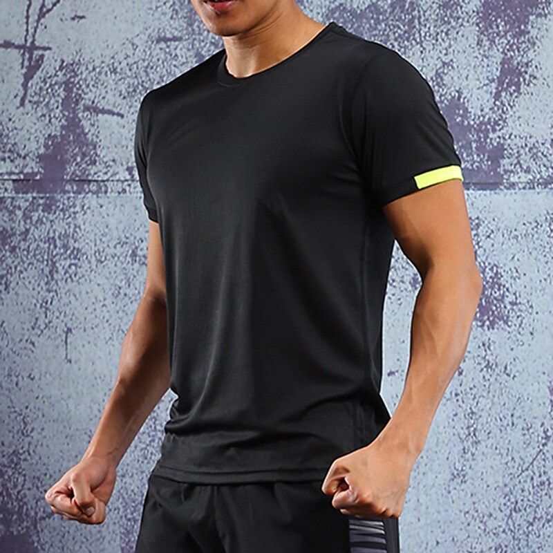 Men's Running Shirt Short Sleeve Athletic Breathable Soft Quick Dry Gym Workout Running Jogging Sportswear 