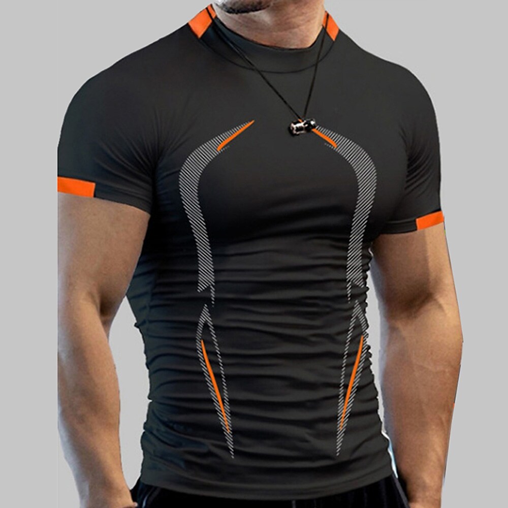 Men's Compression Shirt Short Sleeve Tee Tshirt Athletic Breathable Mo