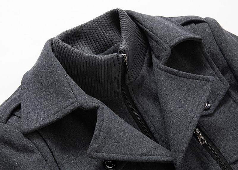 Men's Winter Coat Wool Coat Overcoat Business Casual Winter Wool Windproof Warm Outerwear Clothing Apparel Active Chic & Modern Solid Colored Rolled collar
