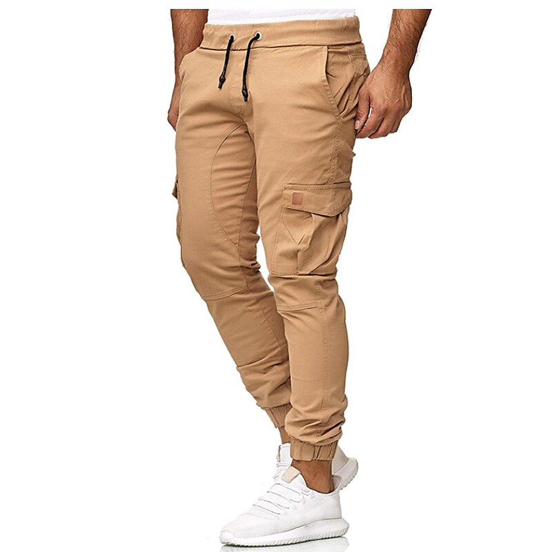 Men's Joggers Cargo Pants Trousers Casual Pants Drawstring Multi Pocket Solid Colored
