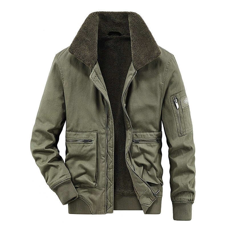 Men's Winter Solid Color Warm Going out Zipper Turndown Jacket