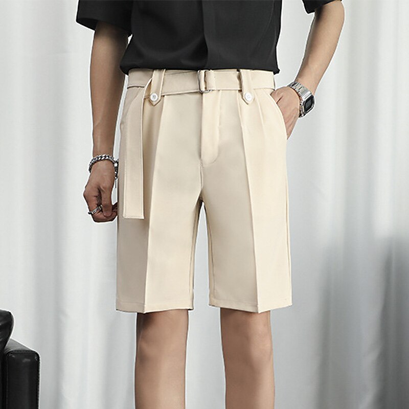 Men's Summer Bermuda Work Shorts Pleated Plain Outdoor Going out Fashion Streetwear Shorts  