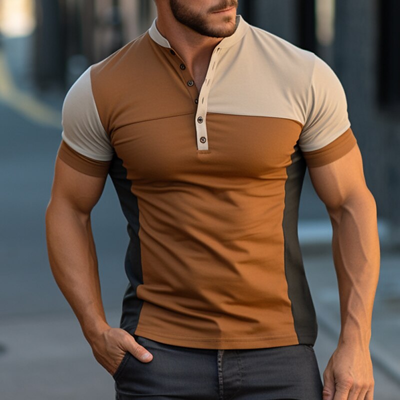 Men's T shirt Tee Tee Top Color Block Crew Neck Street Vacation Short Sleeves Clothing Apparel Fashion Designer Basic Top