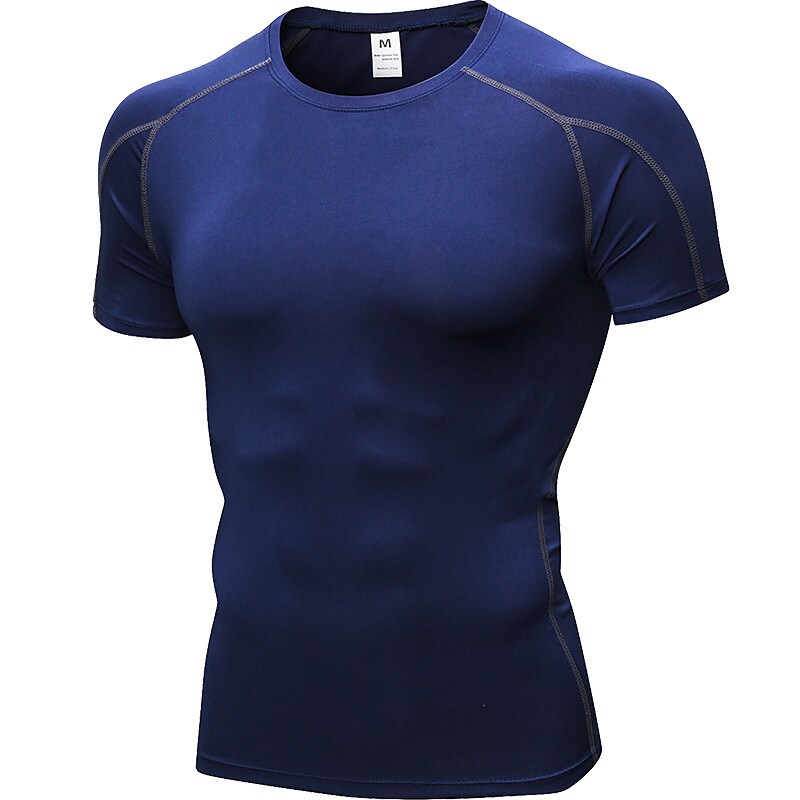 Men's Compression Running Short Sleeve T-shirt Breathable Quick Dry Lightweight Fitness Gym Workout Sportswear