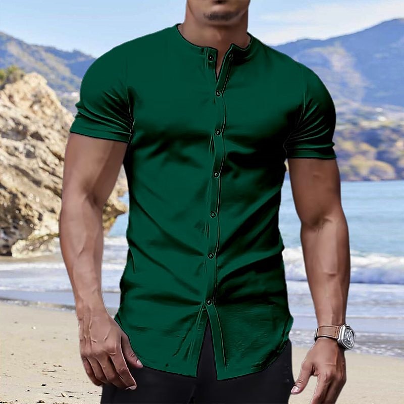 Men's T shirt Tee Tee Top Plain V Neck Street Vacation Short Sleeves Clothing Apparel Fashion Designer Basic Top