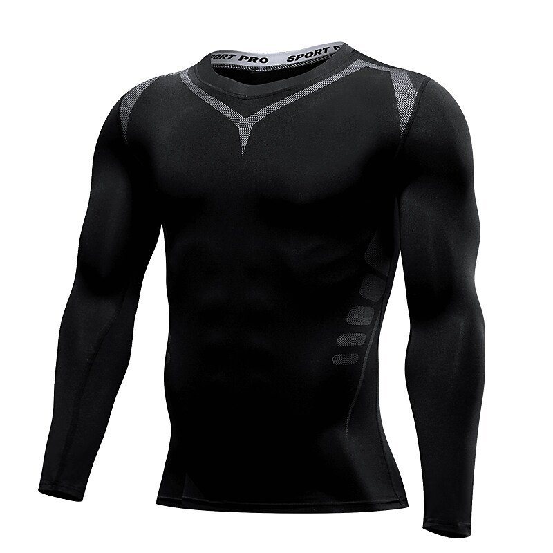 Men's Jersey Long Sleeve Compression Athletic Breathable Compression Sweat wicking Fitness Gym Running Sportswear