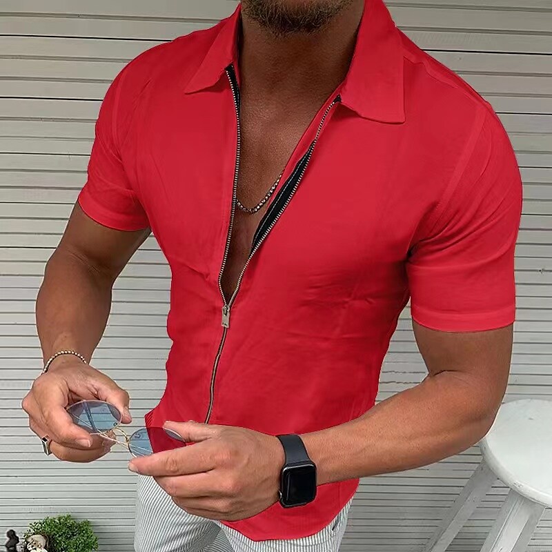 Men's Shirt Plain Solid Colored Turndown Street Casual Short Sleeve Sh