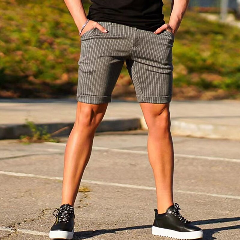 Men's Shorts Chino Shorts Pocket Plaid Stripe Comfort Breathable Business Daily Fashion Casual Shorts