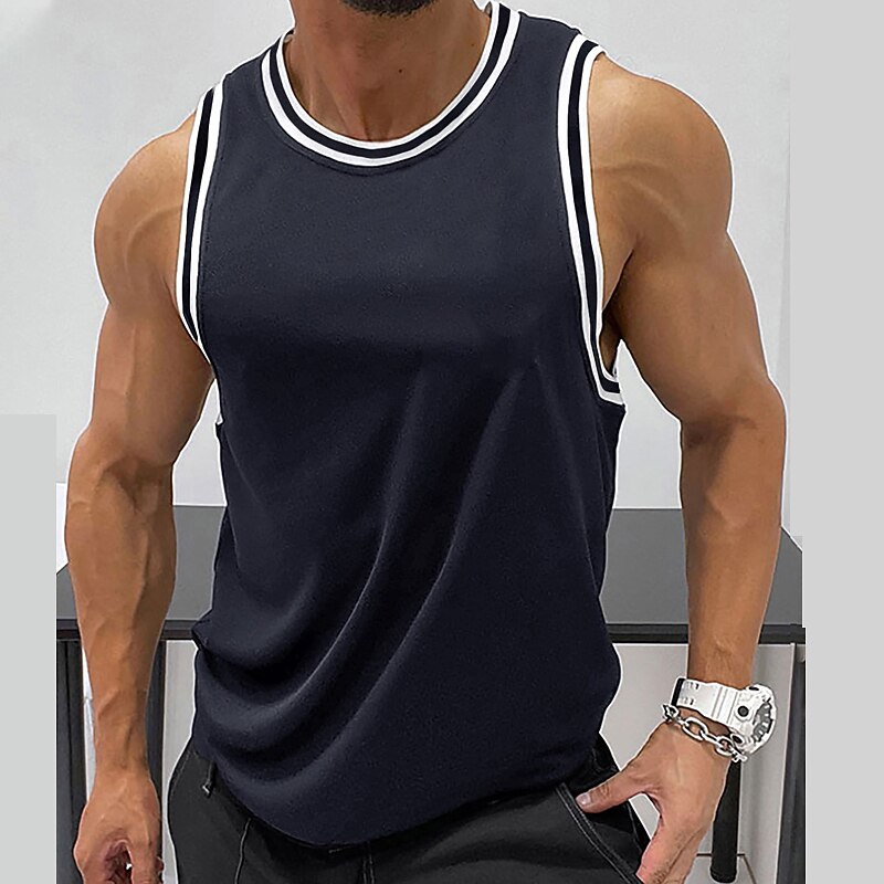Men's Tank Top Undershirt Sleeveless Shirt Color Block Crewneck Sports & Outdoor Vacation Sleeveless Vest