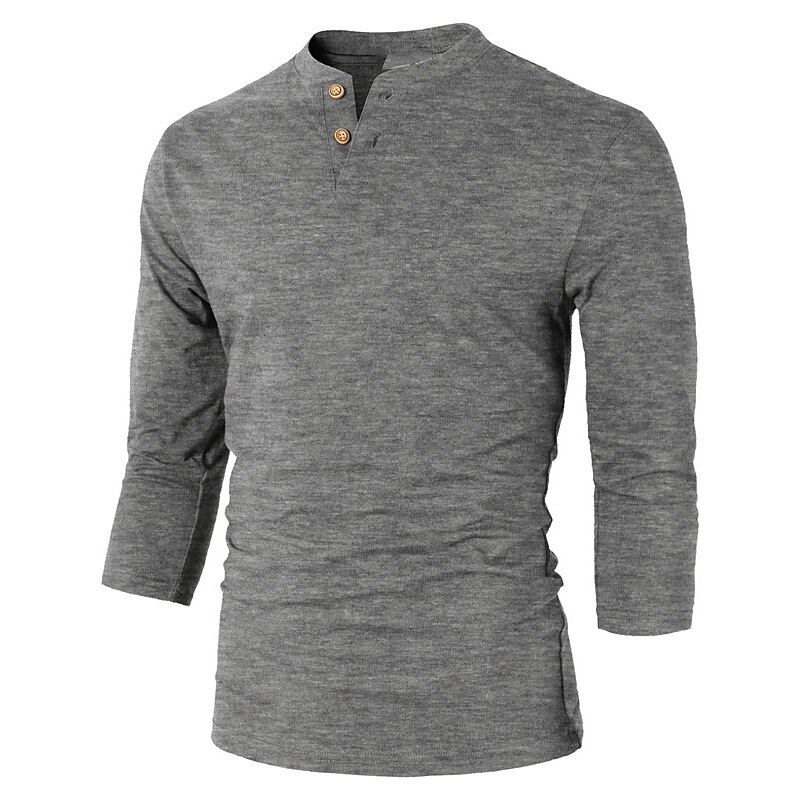 Men's Henley Shirt Tee Top Plain Henley Street Vacation Long Sleeve Clothing Apparel Fashion Designer Basic Top
