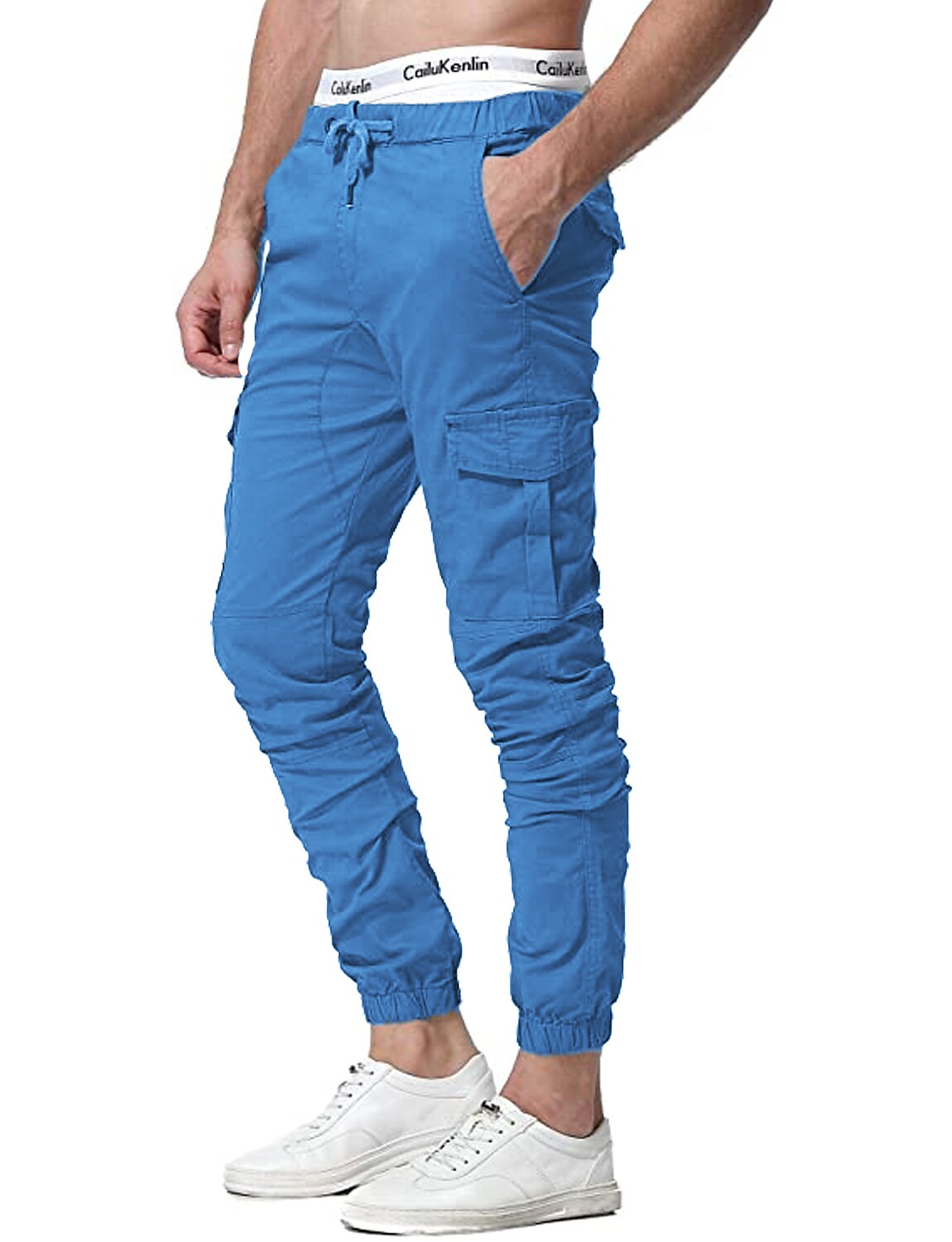Men's Simple Cotton Blend Elastic Waist Solid Color Sweatpants