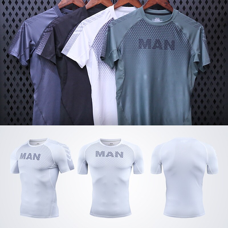 Men's Short Sleeve Athletic Breathable Quick Dry Moisture Wicking Gym 