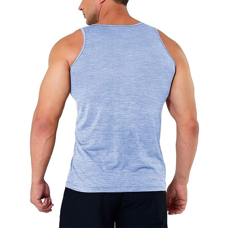  Men's Summer Fitness Sports Leisure Cationic Solid Color Quick-drying Vest Men