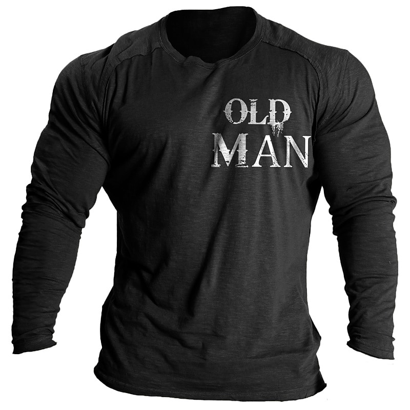 Men's T shirt Tee Letter Crew Neck Casual Daily Long Sleeve Print