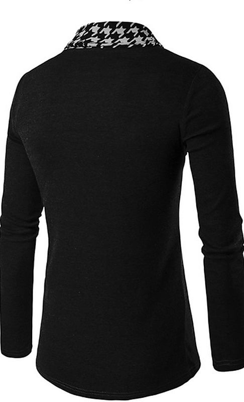 Men's Cardigan Regular Check Pattern Knitted Houndstooth Vintage Coat