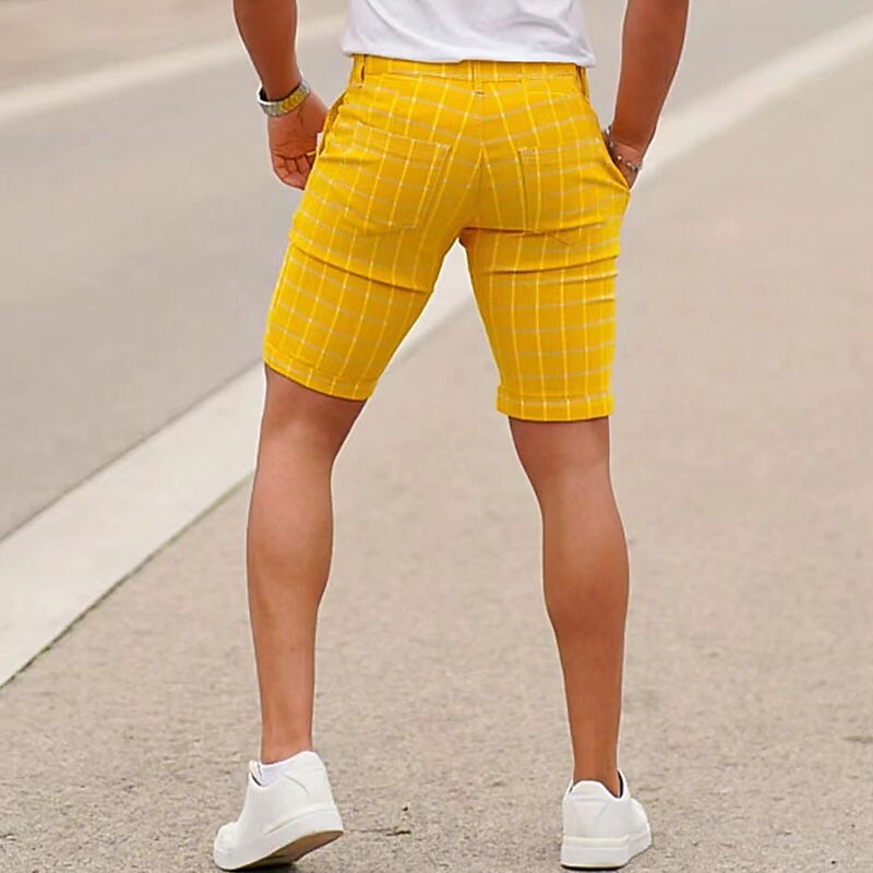 Men's Shorts Chino Shorts Pocket Plaid Stripe Comfort Breathable Business Daily Fashion Casual Shorts