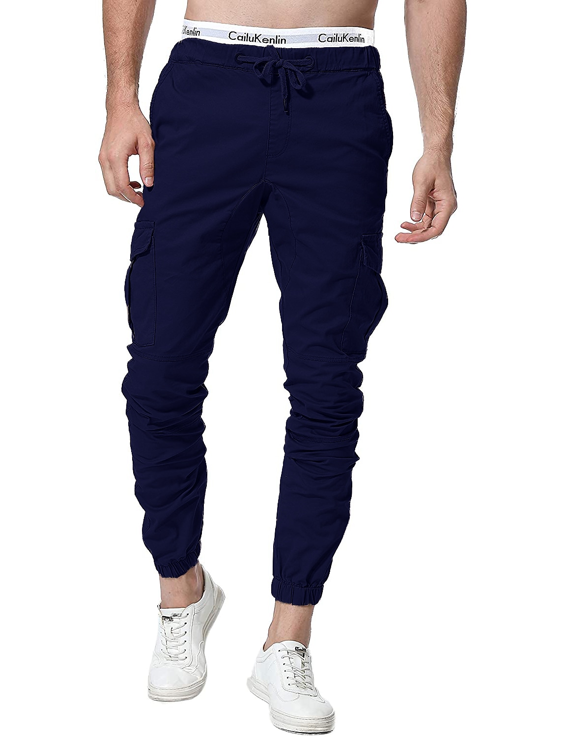 Men's Simple Cotton Blend Elastic Waist Solid Color Sweatpants