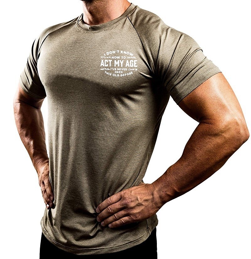 Men's Workout Running Shirt Short Sleeve Athletic Breathable Moisture Wicking Soft Fitness Gym Workout Sportswear 