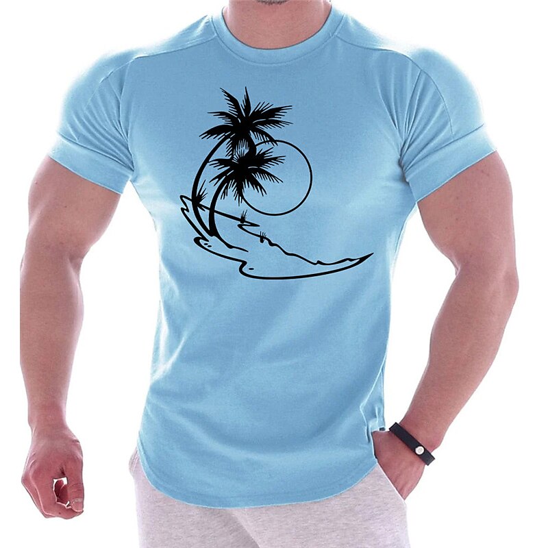 Men's T shirt  Graphic Coconut Tree Prints Crew Neck Hot Stamping Outdoor Street Short Sleeve Print Casual Tee