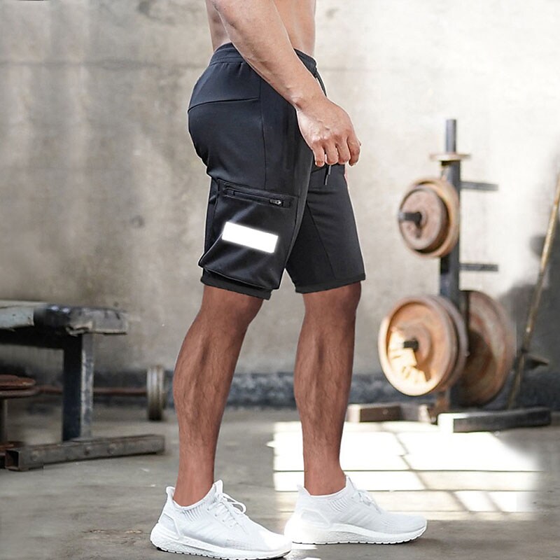 Men's Athletic Running Casual Shorts Reflective Strip Plain Comfort Breathable Outdoor Daily Going out Fashion Streetwear 