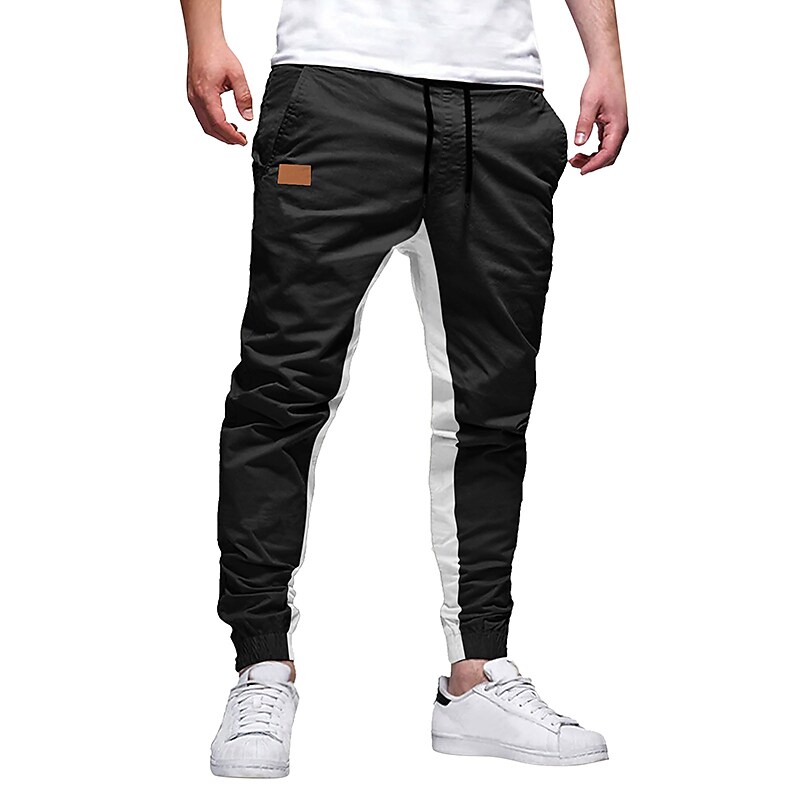 Men's Trousers Casual Jogger Pants Pocket Drawstring Elastic Waist Patchwork Comfort Breathable Outdoor Casual Sports Pants