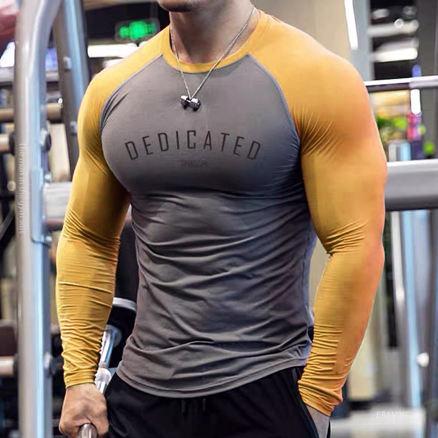 Men's Long Sleeve Compression Clothing Athletic Breathable Moisture Wi