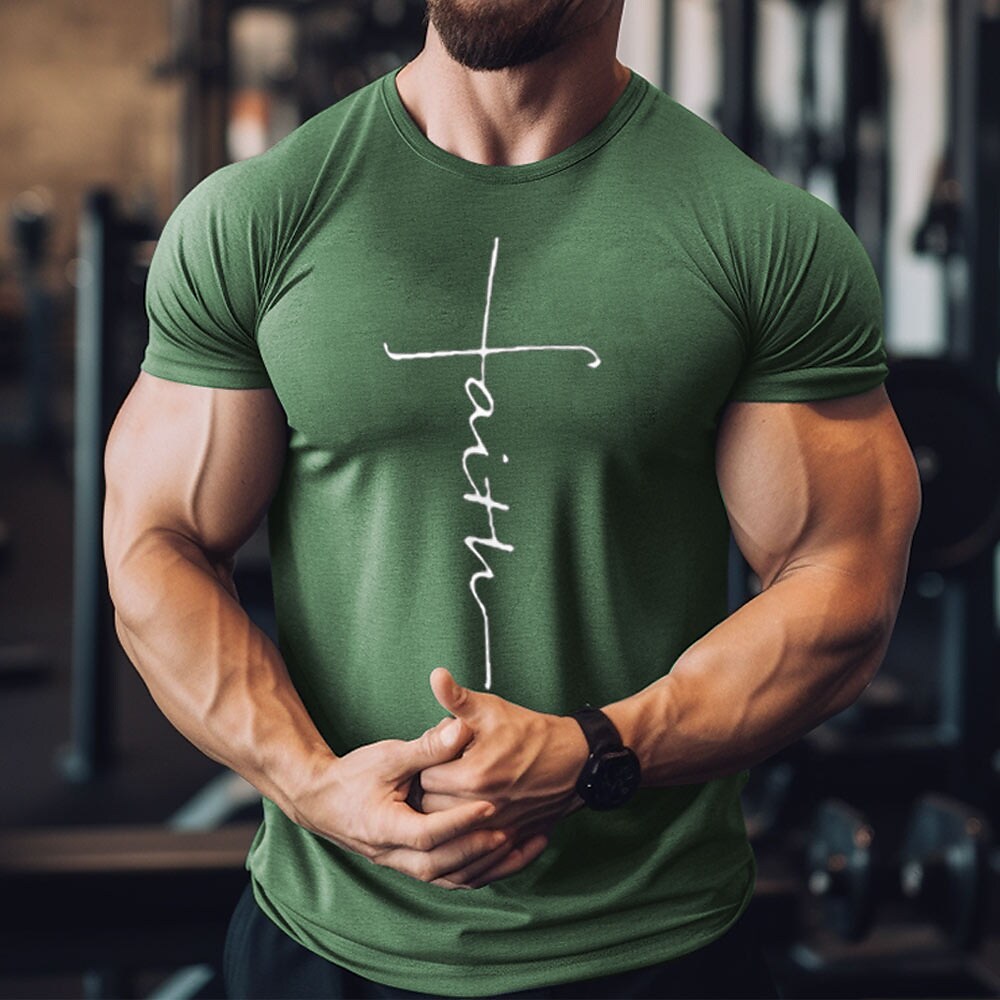 Men's Running Shirt Short Sleeve  Athletic Breathable Moisture Wicking Soft Fitness Gym Workout Running Sportswear