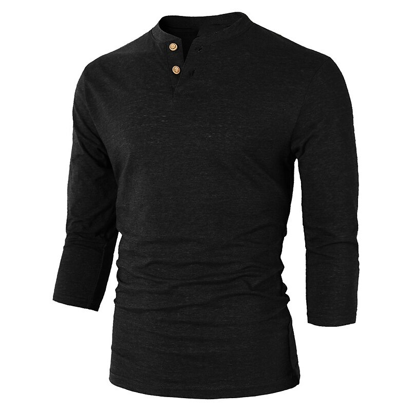 Men's Henley Shirt Tee Top Plain Henley Street Vacation Long Sleeve Clothing Apparel Fashion Designer Basic Top