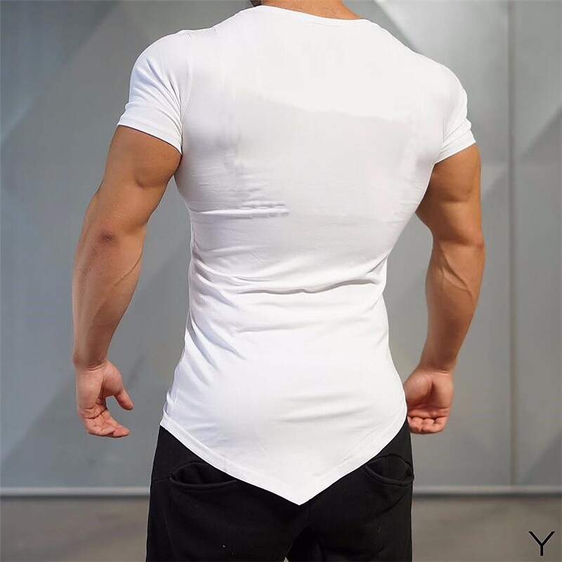 Men's T shirt Tee Plain V Neck Casual Holiday Short Sleeve Clothing Apparel Cotton Sports Fashion Lightweight Muscle