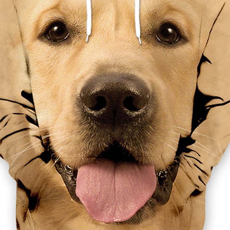 Men's Casual Hooded Dog Print Long Sleeve Pocket Swseatshirt