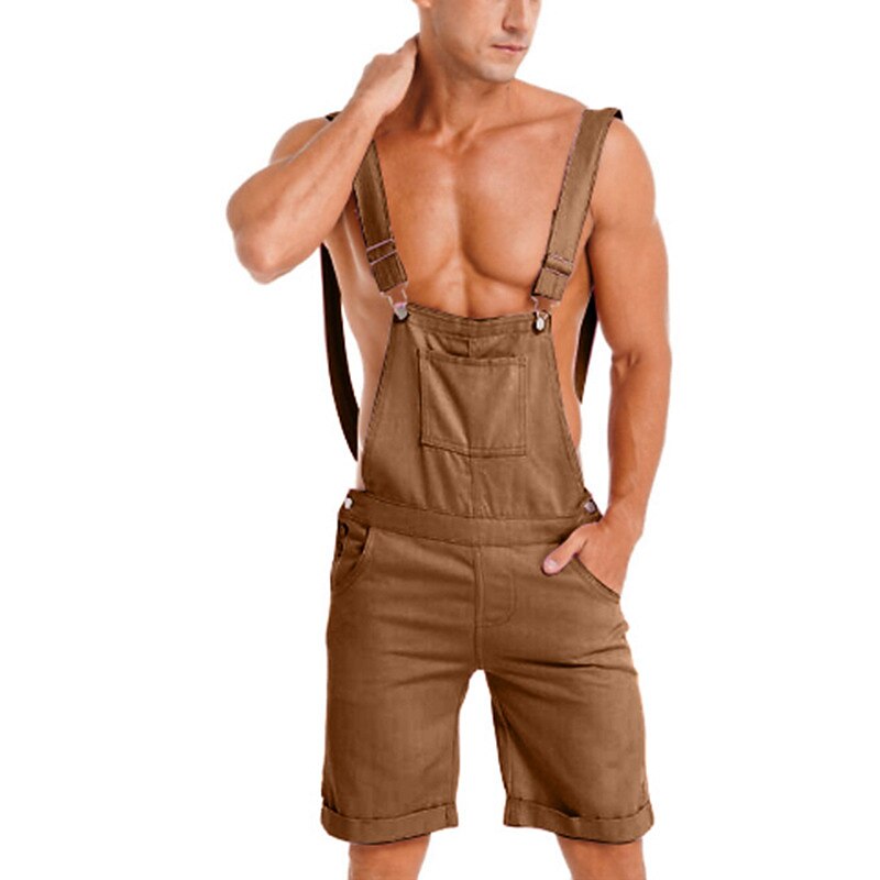 Men's Overalls Jumpsuit Casual Shorts Pocket Plain Comfort Breathable Outdoor Daily Going out Fashion Casual ArmyGreen Yellow