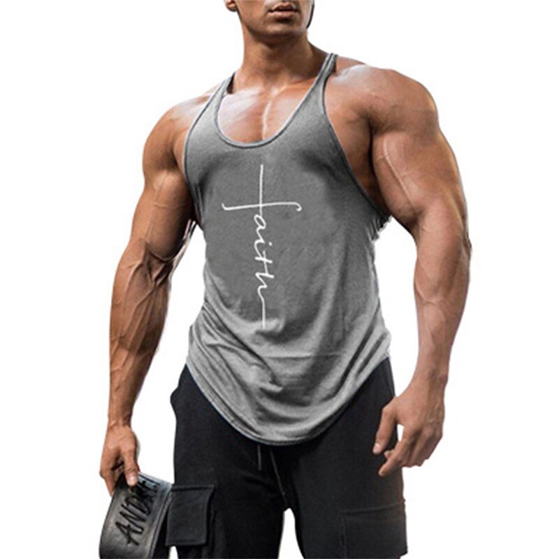 Men's Sport Solid Color Tank Top Lightweight Letter Fitness Vest
