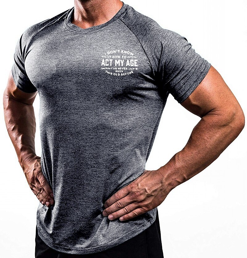 Men's Workout Running Shirt Short Sleeve Athletic Breathable Moisture Wicking Soft Fitness Gym Workout Sportswear 