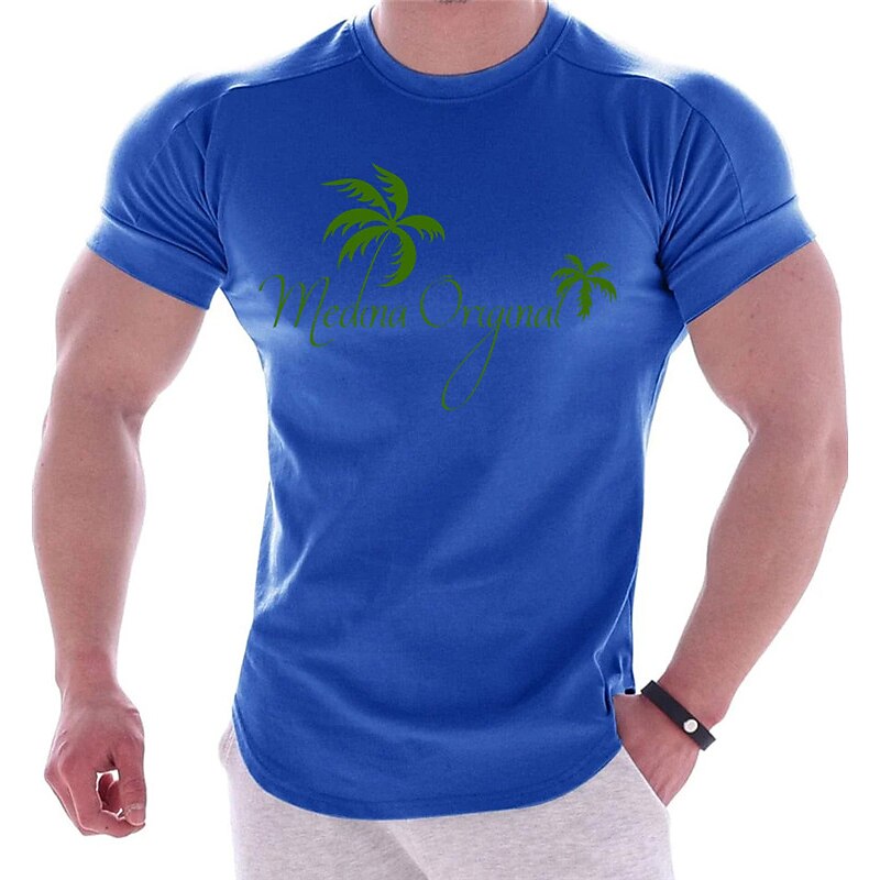 Men's T shirt  Graphic Tee Coconut Tree  Prints Crew Neck Hot Stamping Outdoor Street Short Sleeve Print Top