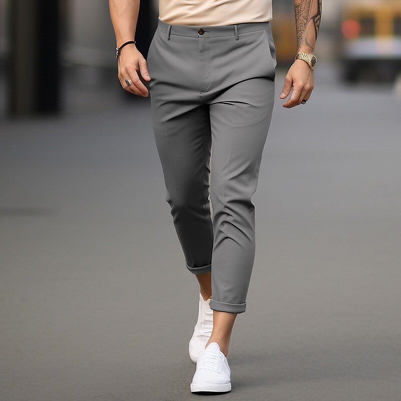 Men's Chinos Summer Pants Casual Pants Front Pocket Plain Comfort Breathable Casual Daily Fashion Trousers 