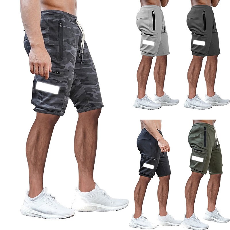 Men's Athletic Running Casual Shorts Reflective Strip Plain Comfort Breathable Outdoor Daily Going out Fashion Streetwear 