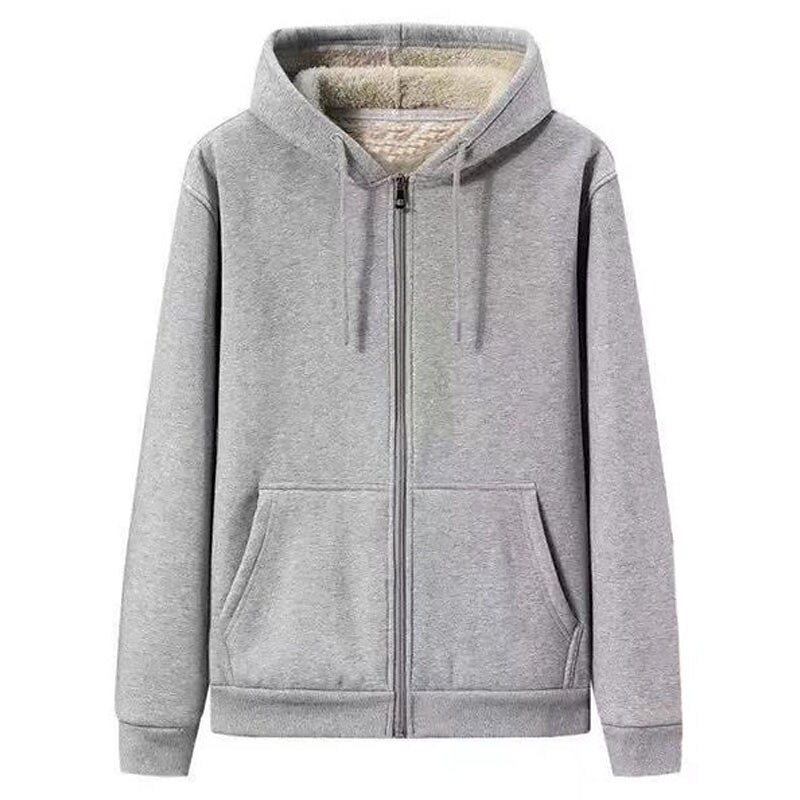 Men's Cardigan Zipper Thickened Lamb Velvet Hooded Winter Warm Top