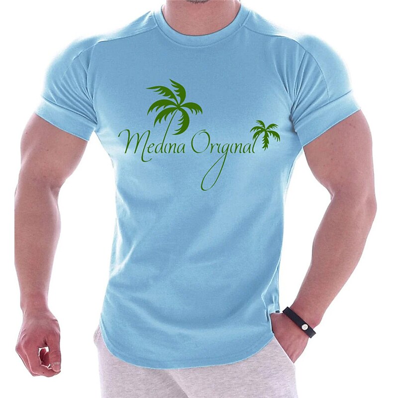 Men's T shirt  Graphic Tee Coconut Tree  Prints Crew Neck Hot Stamping Outdoor Street Short Sleeve Print Top