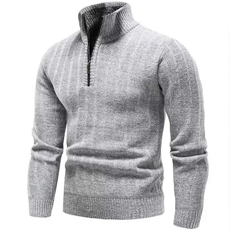 Men's Sweater Pullover Sweater Jumper Ribbed Knit Cropped Knitted Solid Color Turtleneck Keep Warm Wear Clothing