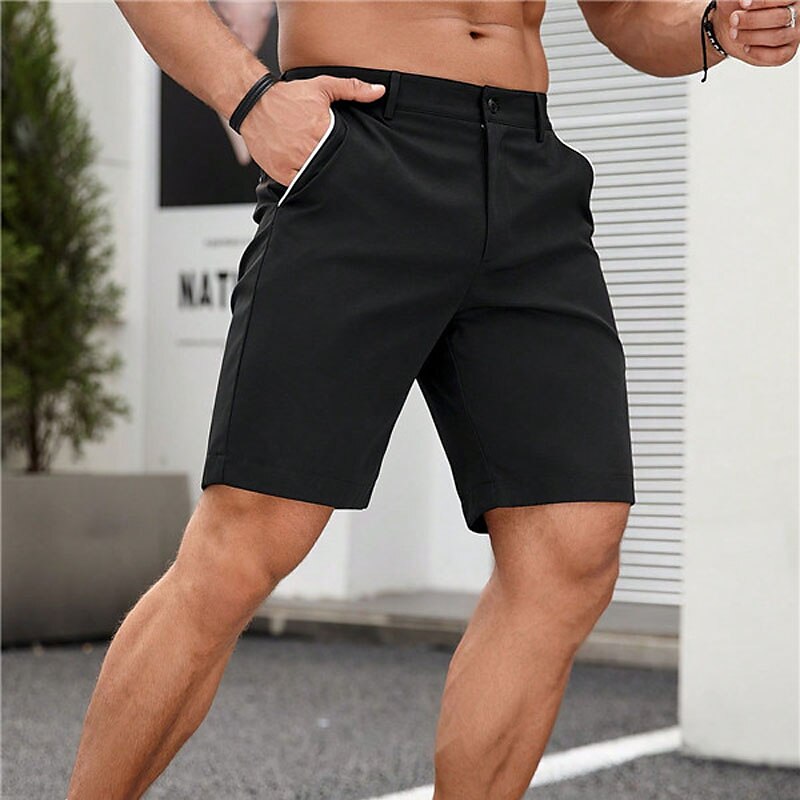 Men's Chino Bermuda Work Shorts Pocket Straight Leg Plain Comfort Short Formal Work Casual 100% Cotton Stylish 